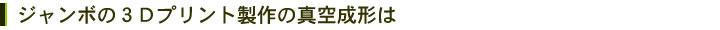 ジャンボの３Ｄプリント製作の真空成形は